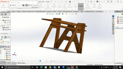 تصميم وتنفيذ طاولة خشبية بنظام تعشيق كامل باستخدام SolidWorks