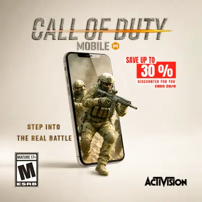 إعلان للعبة فيديو جيم كول اوف ديوتي نسخة الموبايل