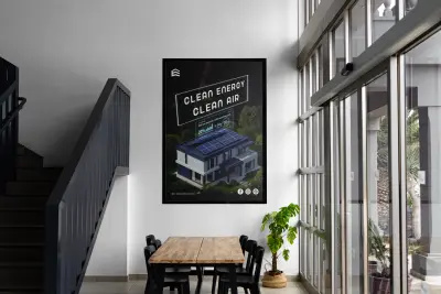 تصميم بوستر دعائي لمشروع الطاقة النظيفة – Clean Energy, Clean Air