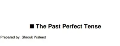 Past Perfect Tense