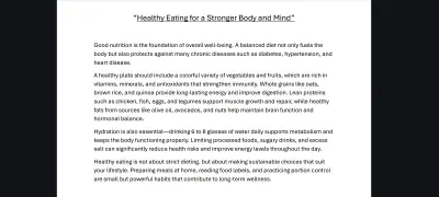 Bilingual Article on “Healthy Eating for a Stronger Body and Mind”