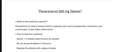 Bilingual Drug Information Pamphlet – Paracetamol