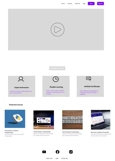 تصميم منصة تعليم إلكتروني متجاوبة