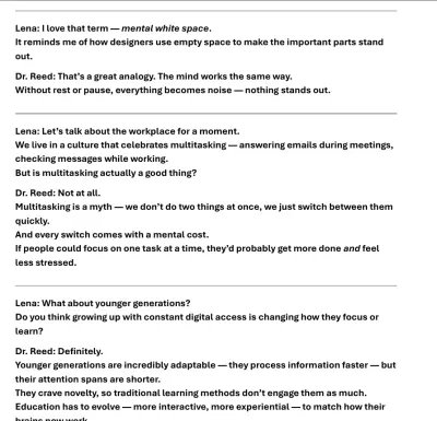 تفريغ صوتي للقاء للحديث عن أهمية التركيز