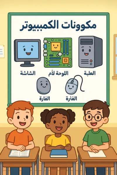 درس "مكونات الكمبيوتر" للمرحلة الإعدادية"