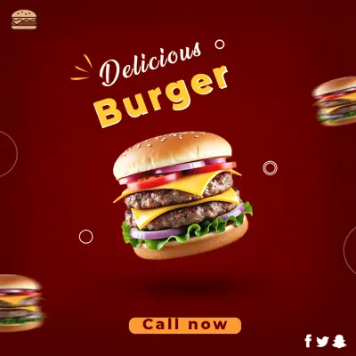 تصميم إعلان برجر تجريبي