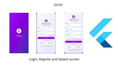 تصميم وتطوير واجهات تطبيق موبايل (Splash, Login, Register) باستخدام Flutter