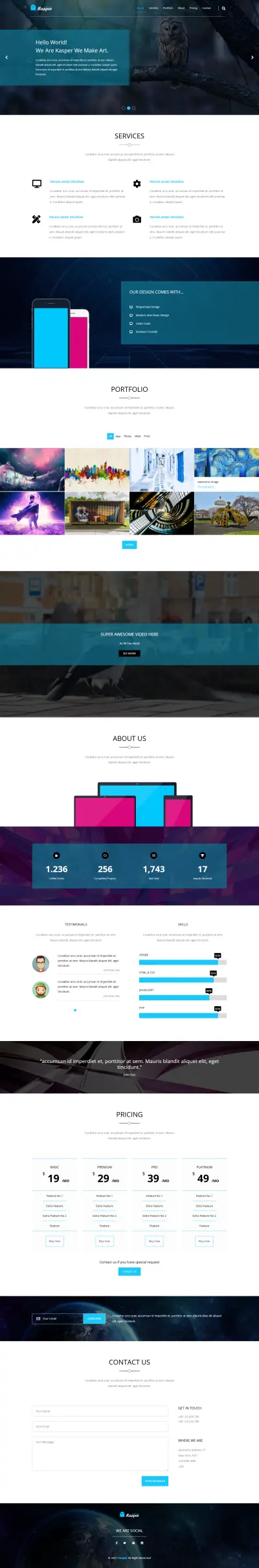 قالب Kasper – قالب حديث ومتجاوب يعرض خدمات إبداعية متعددة