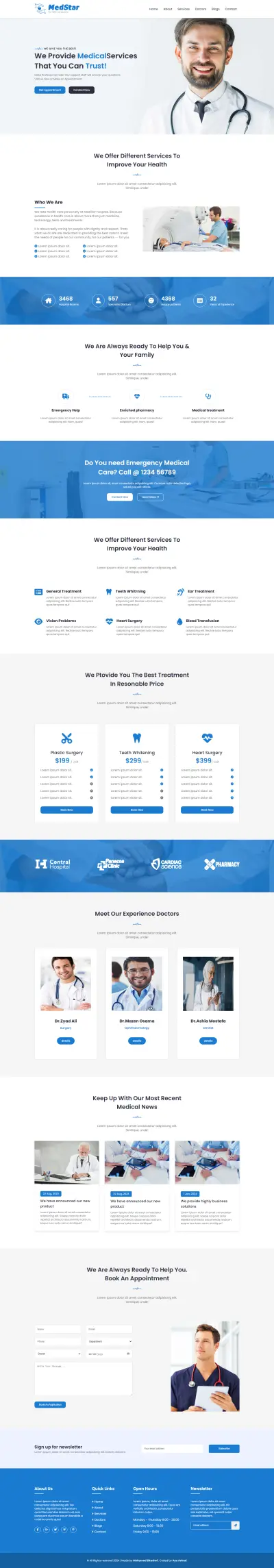 موقع medstar - لعرض خدمات طبية وطارئة للمستشفيات والعيادات