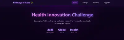 صفحة تفاعلية بعنوان «Health Innovation Challenge – Gaza Web»