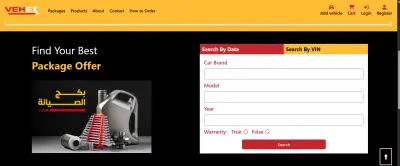 Vehex Car Spare Parts Website