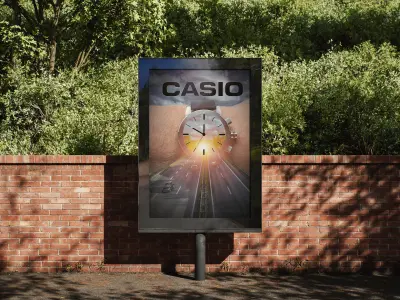 تصميم إعلان إبداعي لمنتجاتك مثل هذا الإعلان لساعة CASIO