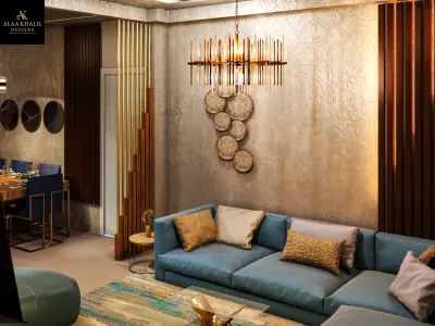 تصميم غرفة معيشة و غرفة طعام