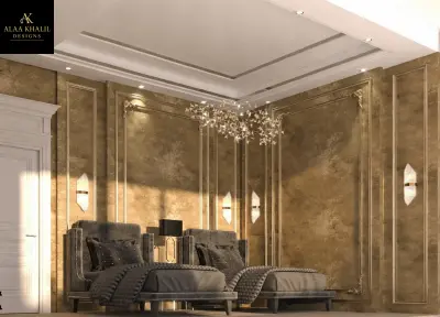 تصميم داخلي لغرفة نوم مزدوجة - طراز كلاسيكي حديث (Neo-Classical Luxury)