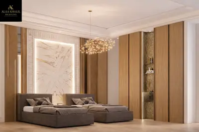 تصميم غرفة نوم فندقية على طراز النيو كلاسيك