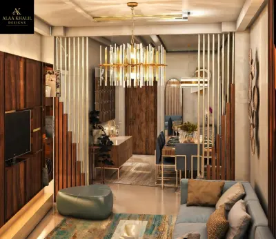 تصميم غرفة معيشة و غرفة طعام