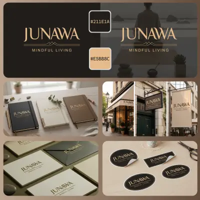 هوية بصرية عصرية ومينمالية لعلامة JUNAWA – Mindful Living