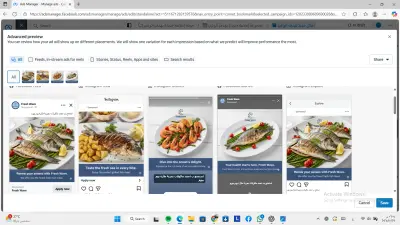 حملة إعلانية على فيسبوك لمطعم مأكولات بحرية – هدفها زيادة الوعي بالعلامة التجارية
