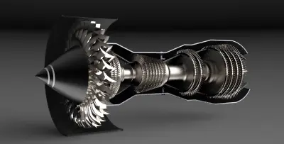 تصميم ثلاثي الأبعاد كامل لمحرك طائرة توربوفان (Turbofan Jet Engine)