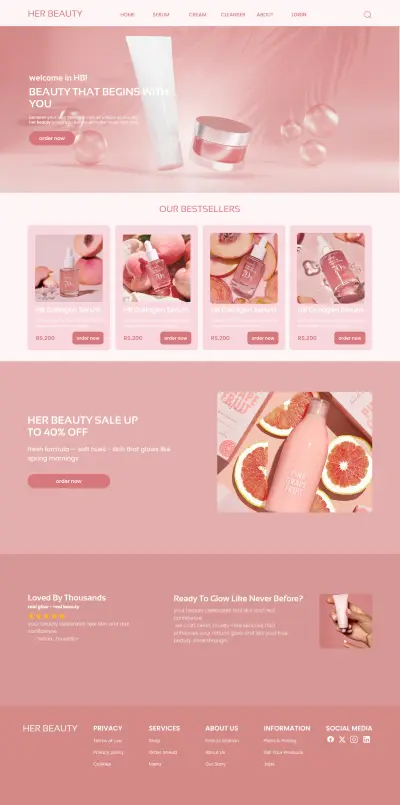 landing page for skincare products