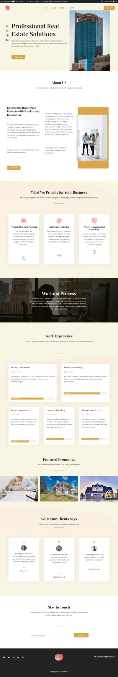 تصميم وتطوير موقع بورتفوليو احترافي باستخدام WordPress