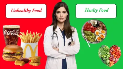 غلاف فيديو يوتيوب عن الفرق بين الطعام الصحي وغير الصحي