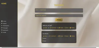 TAWASOL – منصة تواصل اجتماعي تفاعلية بتصميم عصري باستخدام"HTML, CSS, JavaScript"