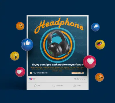 تصميات سوشيال ميديا بوست فيس بوك لسماعات اذن