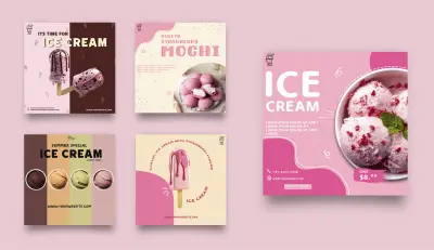 تصميمات سوشال ميديا لبراند آيس كريم
