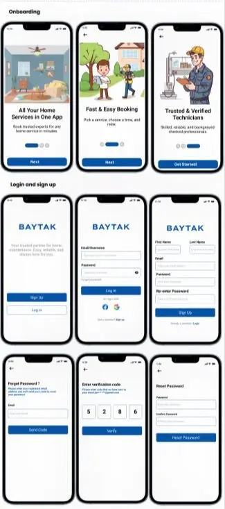 تصميم UI لبرنامج "بيتك" للخدمات المنزليه