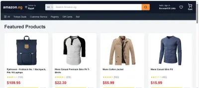 تطوير واجهة موقع تجارة يحاكي Amazon