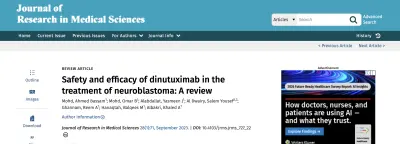 Safety and efficacy of dinutuximab in the treatment of neuroblastoma: A review
