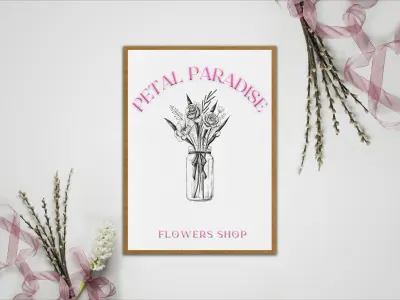 تصميم شعار لمتجر الزهور Petal Paradise