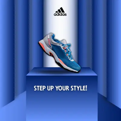تصميم إعلاني رقمي لمنتج (أحذية رياضية - أديداس)