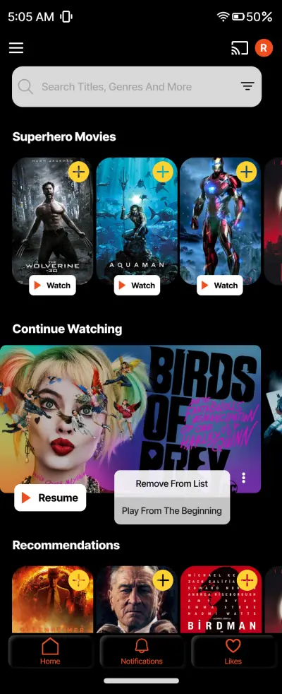 Streaming Service Application