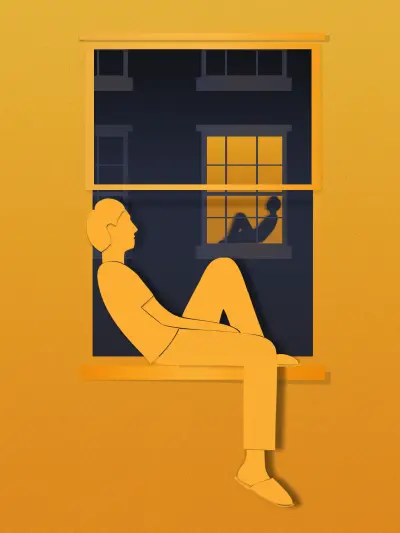 تصميم شخص عند نافذة – إعادة تنفيذ بالفوتوشوب