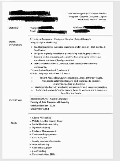 تصميم وكتابة سيرة ذاتية احترافية
