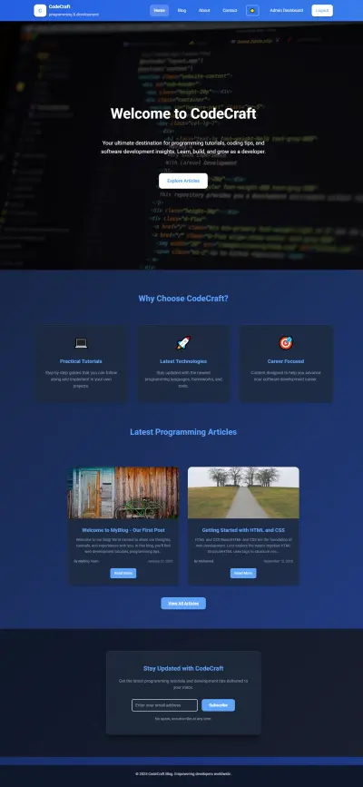 CodeCraft – نظام مدونة برمجية بإدارة متكاملة للمقالات