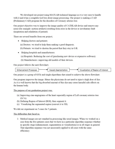 Computer-Aided Diagnosis (CAD) Program – Enhanced CATHLAB image quality using MATLAB for coronary artery diagnosis.