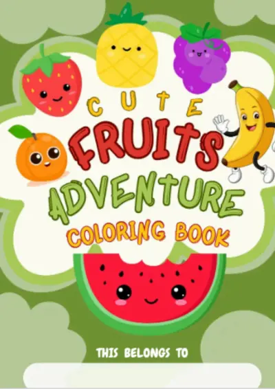 كتاب تلوين للأطفال عن الفواكه – رسومات بسيطة وممتعة 🍌🍓