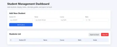تطوير لوحة تحكم لإدارة الطلاب (Student Management Dashboard)