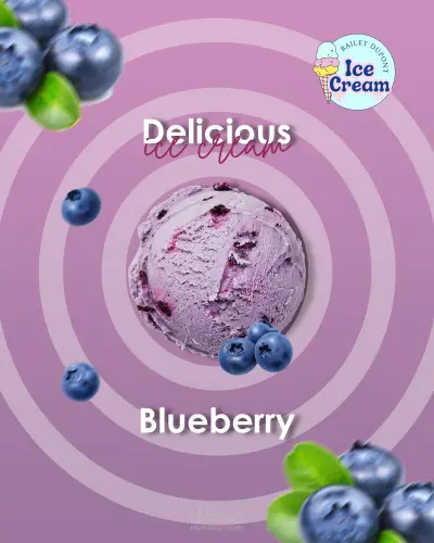 بوستر إعلان أيس كريم بنكهة البلوبيري