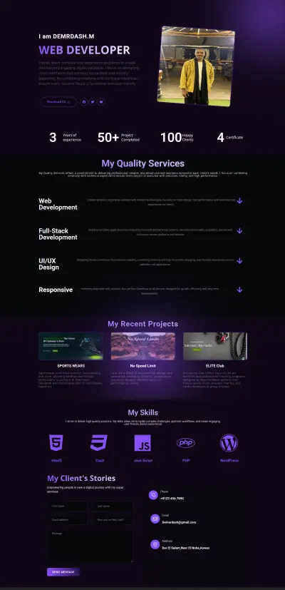 تصميم Portfolio شخصى مطابق لجميع الاجهزه