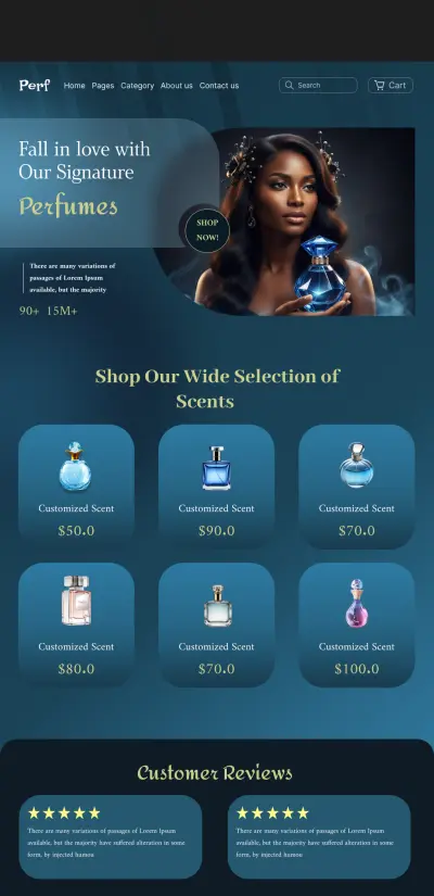 تصميم واجهة متجر الكتروني انيق لبيع العطور