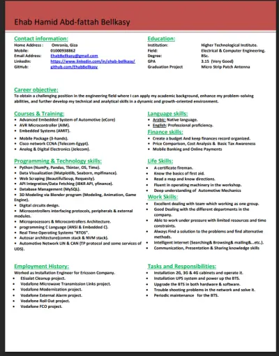 عمل cv أحترافي