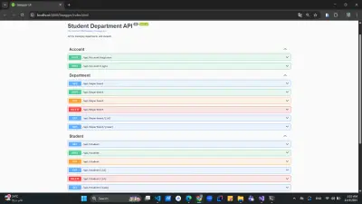 نظام إدارة الطلاب والأقسام مع واجهة API