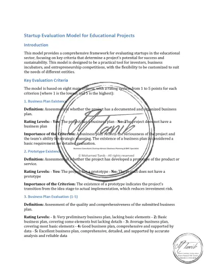 Startup Evaluation Framework for Incubation
