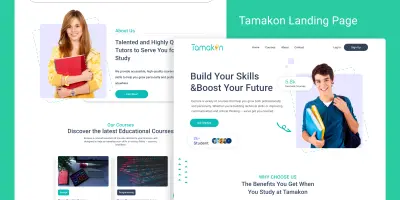 تصميم صفحة هبوط لتطبيق كورسات