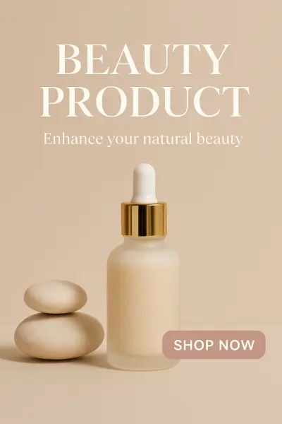 تصميم أنيق لإعلان منتج مستحضرات التجميل
