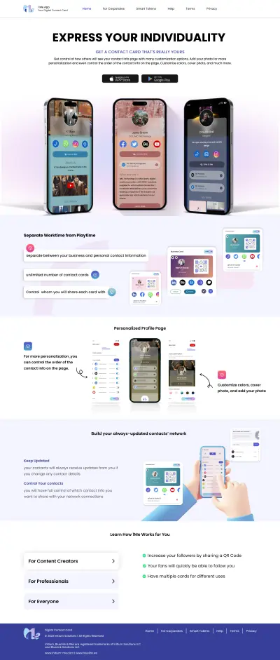 موقع تعريفي خاص بتطبيق1Me App